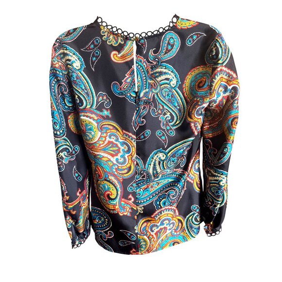 J Crew Silk Paisley Print Blouse With Decorative Neckline Details Size 0 Office - Picture 6 of 11